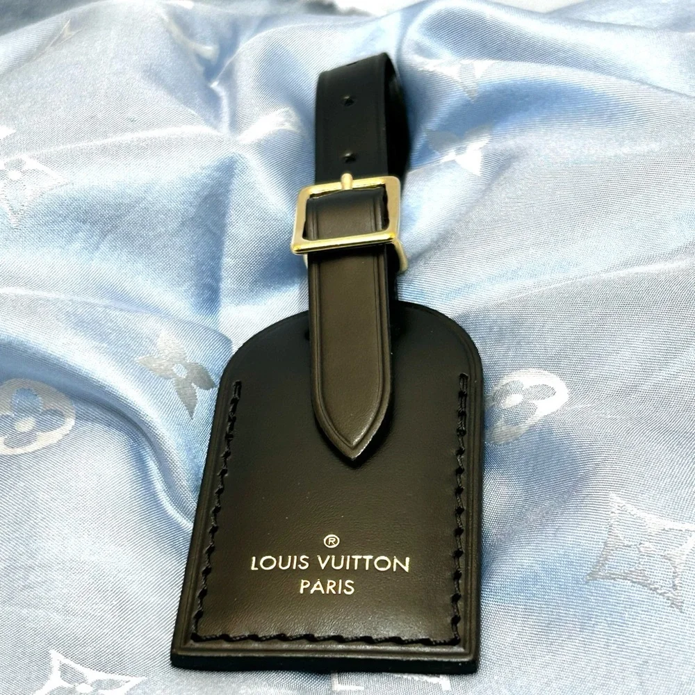 Louis Vuitton Black Leather Luggage Tag